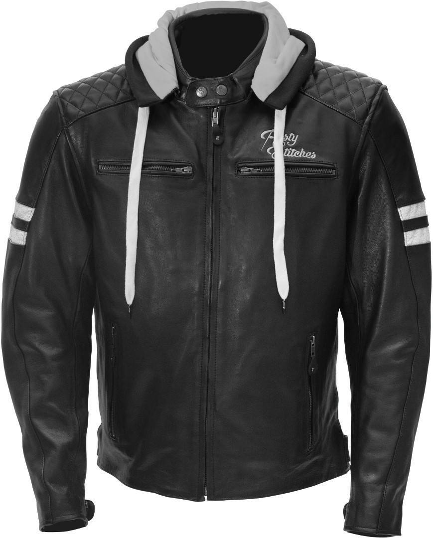 Stahlgruber Rusty Stitches JariHooded schwarz/weiß Motorradjacken