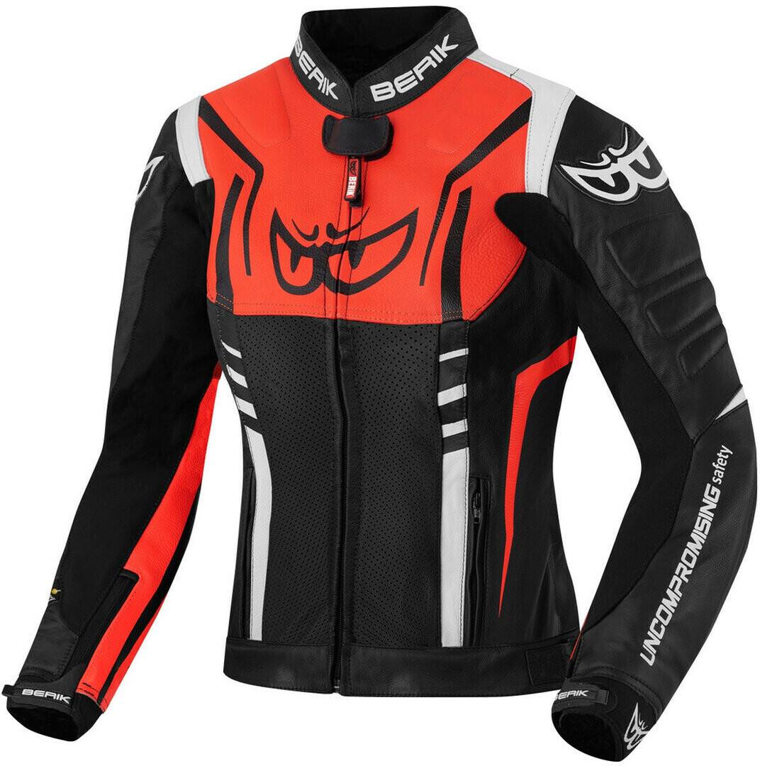 Motorradjacken Stahlgruber Berik Striper Damen Jacke schwarz/weiss/rot