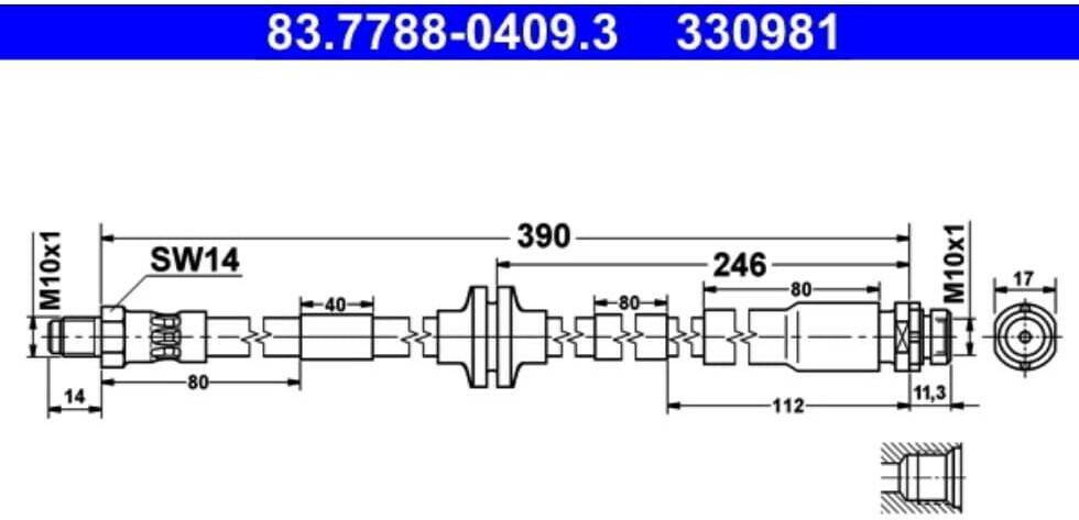 Auto-Bremsanlagen Stahlgruber ATE Bremsschlauch hinten rechts links für Ford Focus II (83.7788-0409.3)