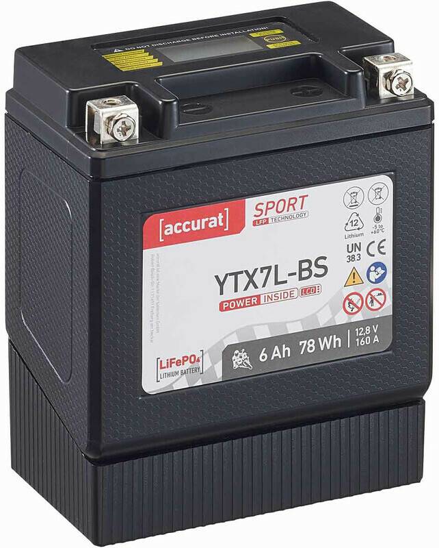 Motorradbatterien Stahlgruber Accurat Sport LFP YTX7L-BS 6 Ah