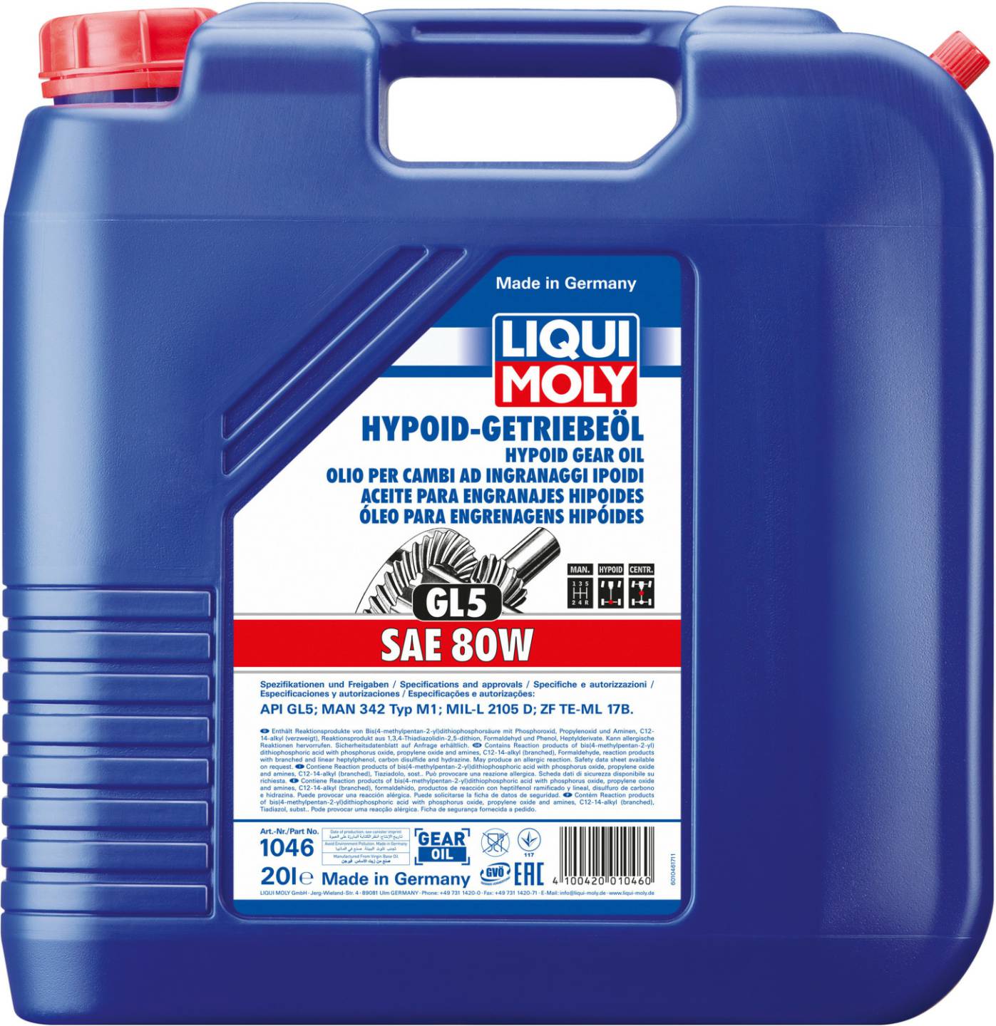 LIQUI MOLY Hypoid-Getriebeöl GL5 80W Stahlgruber LIQUI MOLY Hypoid-Getriebeöl GL5 80W20 l