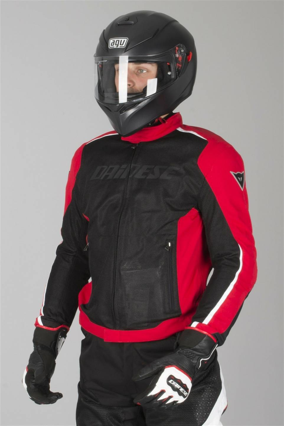 Motorradjacken Stahlgruber Dainese Hydra Flux D-Dry Jackeschwarz/rot/weiss