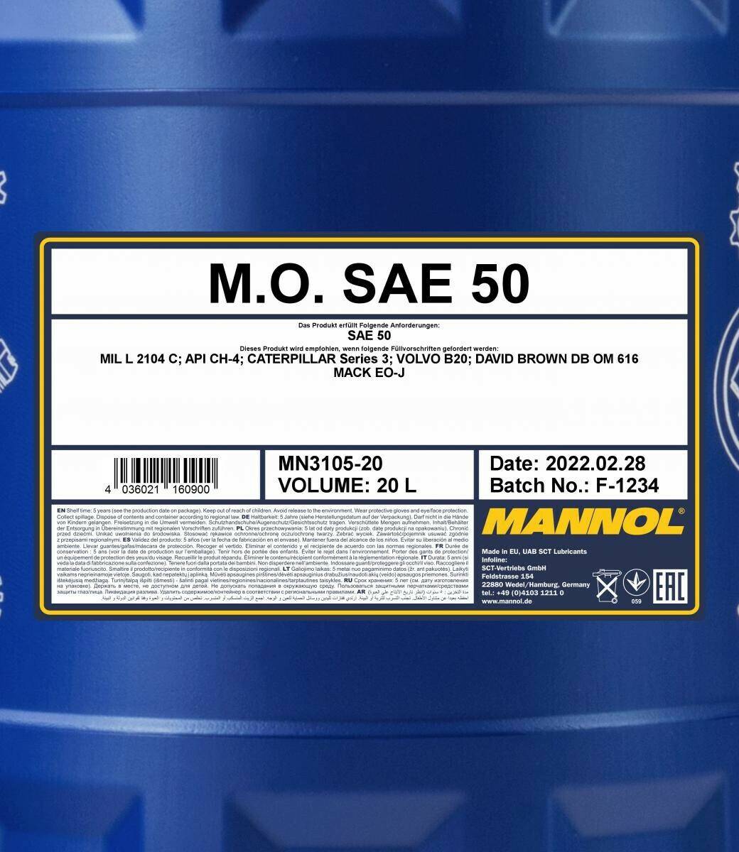 Stahlgruber Mannol M.O. SAE 50 3105 (20 l) Motoröle