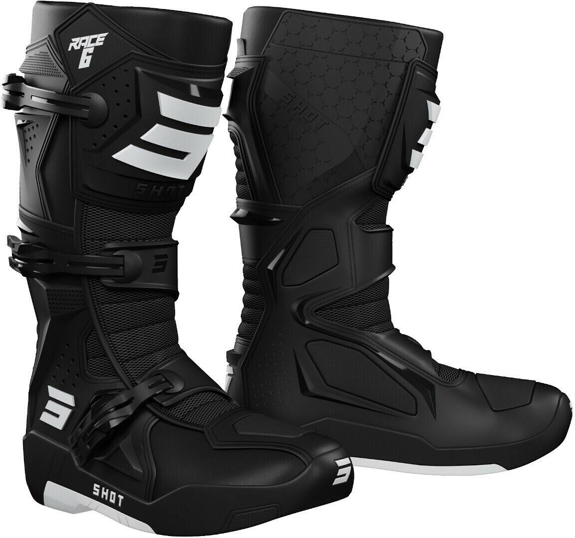 Stahlgruber Shot Race 6 Motocross Stiefel schwarz-weiss Motorradstiefel